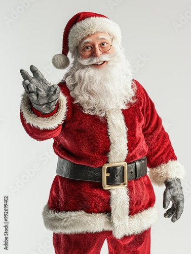 Santa Claus in a hyper-realistic 3D style, finely detailed fur trim photo