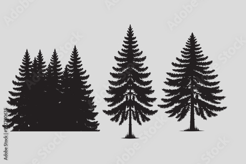 tree vector and Christmas tree set