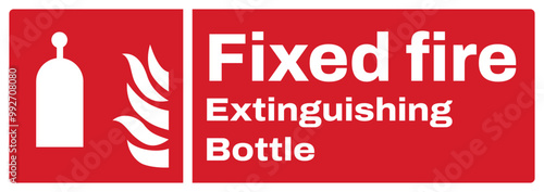 ISO fire prevention safety sign text variation_fixed fire extinguishing bottle landscape size 1/2 a4,a3,a2,a1