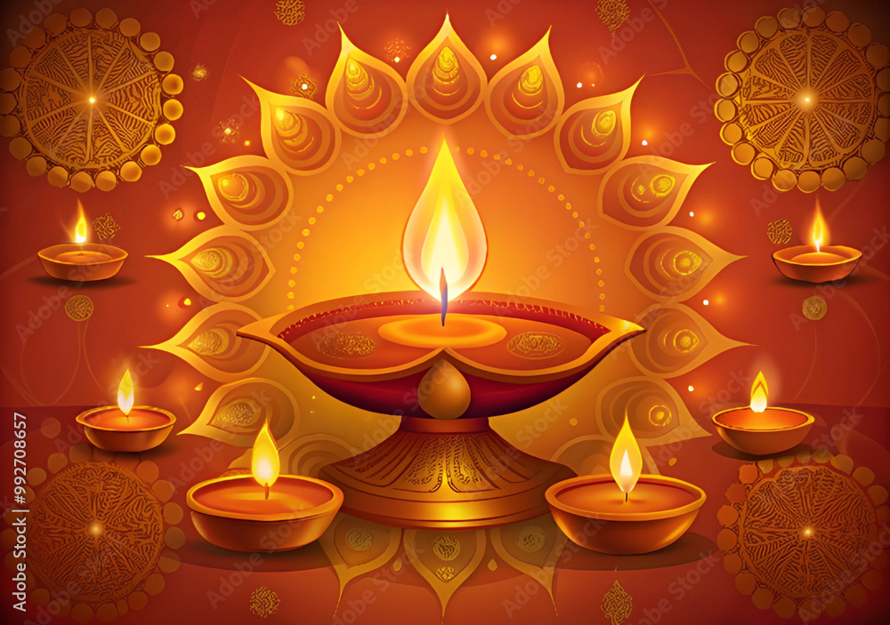 Diwali greetings background with burning candles Diwali greetings background with burning candles