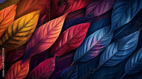 Wallpaper Mural Abstract leaves form a vibrant background, a colorful representation of plant textures. Nature's design in art, a display of green leaves. Torontodigital.ca