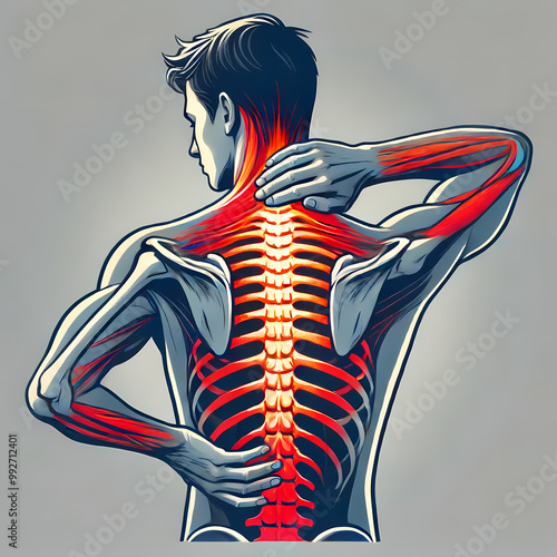 Illustration of Back Pain and Spine Anatomy
