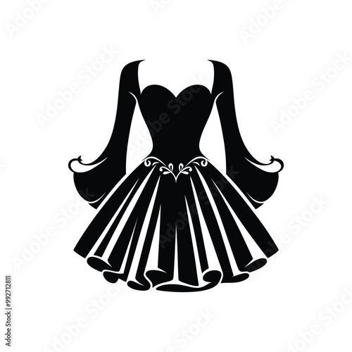 Fashionable Bolero Dress Silhouette Vector for Apparel and Dress Design Illustration