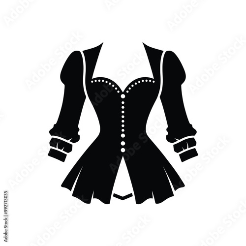 Bolero Jacket Over Dress Silhouette Vector Illustration for Clothing Design