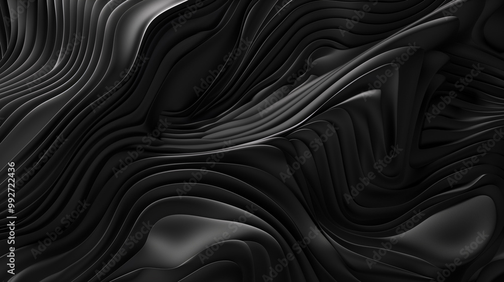 Abstract futuristic dark black matte background with waved design Abstract futuristic dark black matte background with waved design