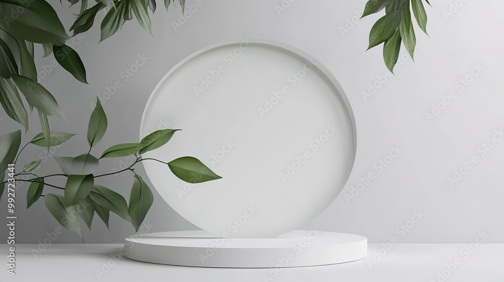 Abstract white podium background designed for product showcasing, featuring circular elements that create a vibrant and engaging poster aesthetic. Abstract white podium background designed for product showcasing, featuring circular elements that create a vibrant and engaging poster aesthetic.