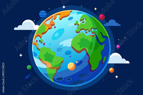 Planet earth colored icon. Element of space illustration