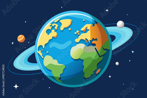 Planet earth colored icon. Element of space illustration photo