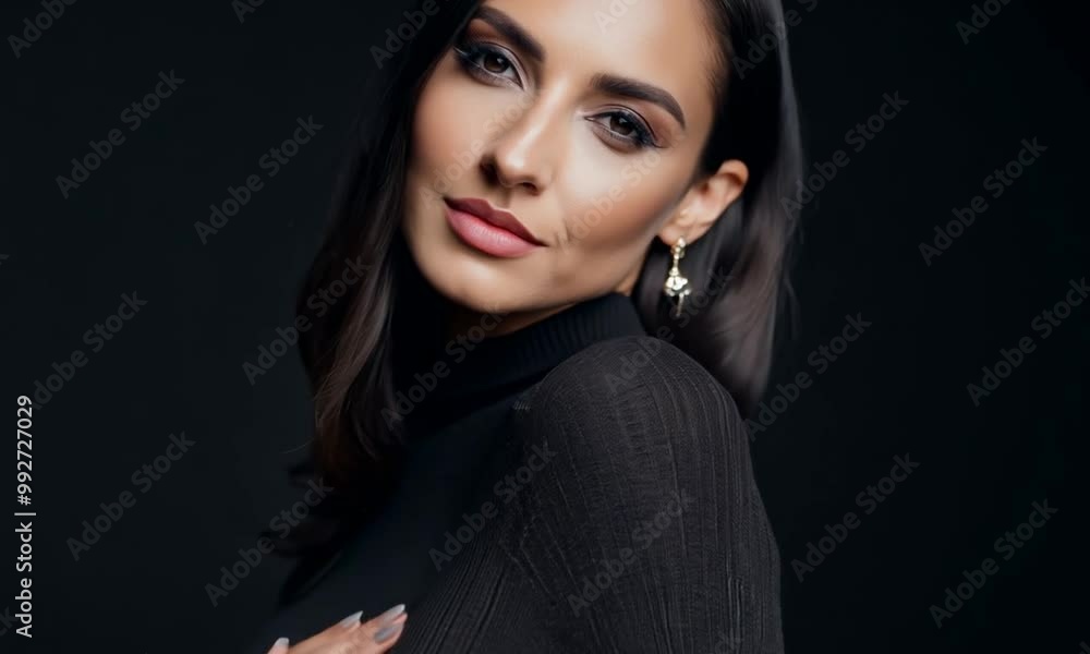 Beautiful Woman Black Background Video Download