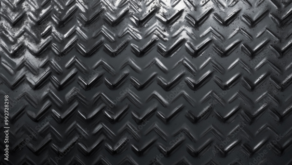 This industrial background features a black metal diamond plate texture with raised diamond patterns, creating a rugged and durable look with subtle highlights and shadows. This industrial background features a black metal diamond plate texture with raised diamond patterns, creating a rugged and durable look with subtle highlights and shadows.