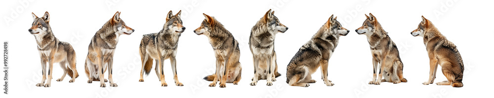Obraz premium pack of Wolfs set against transparent background,