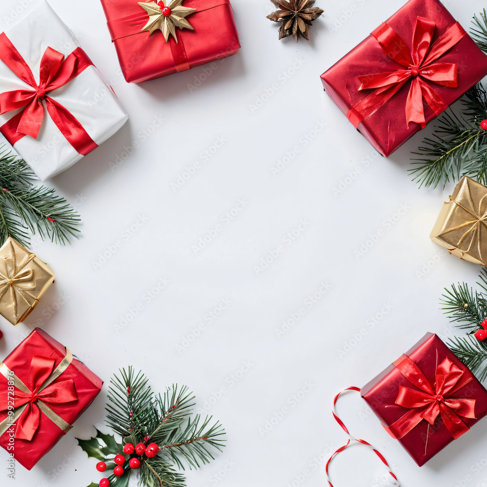 christmas background with small christmas tree and balls and presents with white copy space christmas background with small christmas tree and balls and presents with white copy space