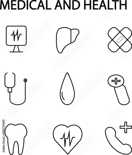 medical and health set icons .medical icons for web and mobile apps 
