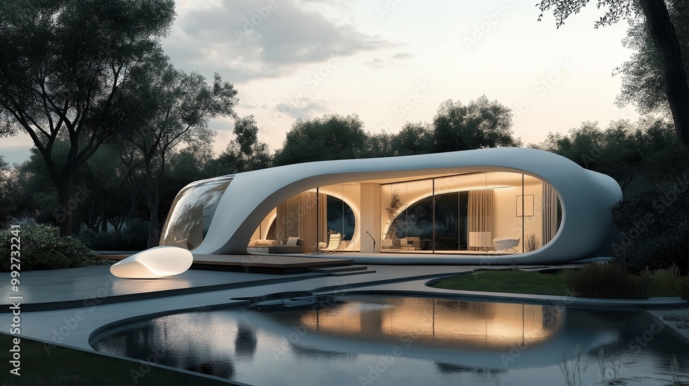 A minimalist white cube-shaped house nestled in a dramatic mountain landscape. A minimalist white cube-shaped house nestled in a dramatic mountain landscape.