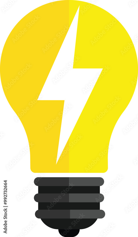 Lightning in light bulb icon. Light bulb symbol with lightning bolt inside. Vector illustration. Energy Saving concept Lightning in light bulb icon. Light bulb symbol with lightning bolt inside. Vector illustration. Energy Saving concept