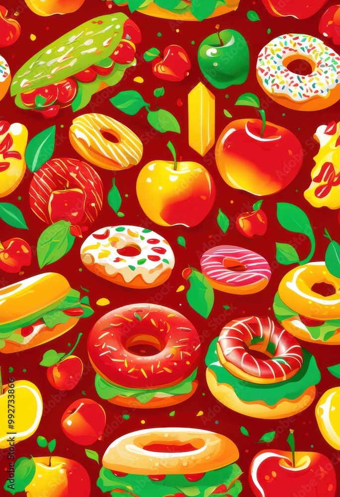 vibrant food icons set textured bright backgrounds featuring myriad colors whimsical designs engaging visual appeal, colorful, cuisine, graphic, creative vibrant food icons set textured bright backgrounds featuring myriad colors whimsical designs engaging visual appeal, colorful, cuisine, graphic, creative