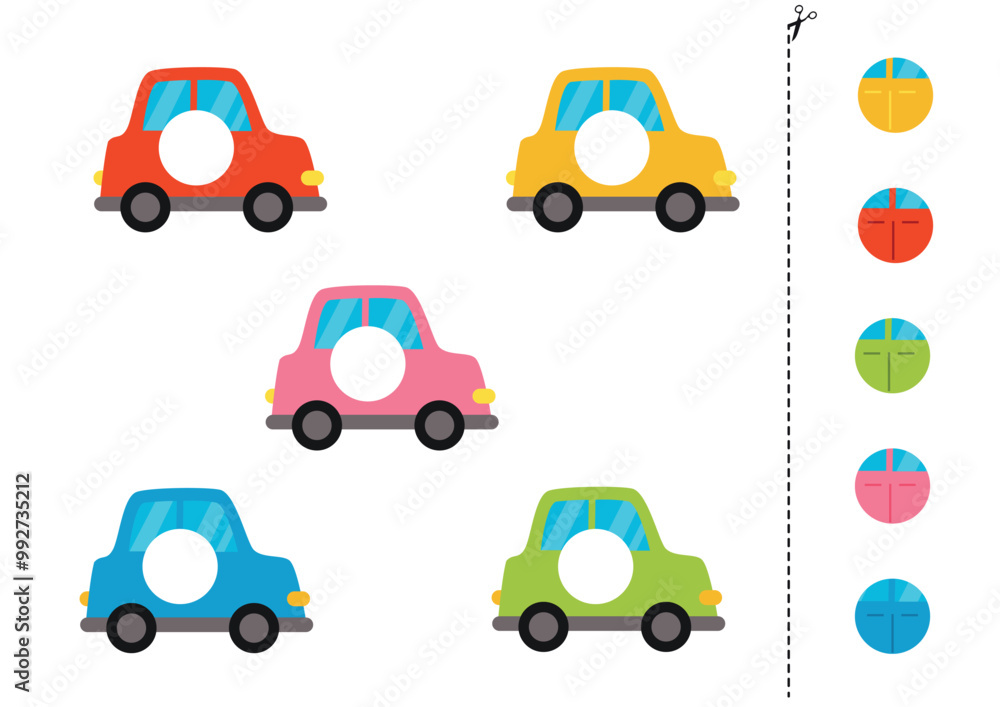 Cut and glue parts of cute cartoon cars. Worksheet for kids. Cut and glue parts of cute cartoon cars. Worksheet for kids.
