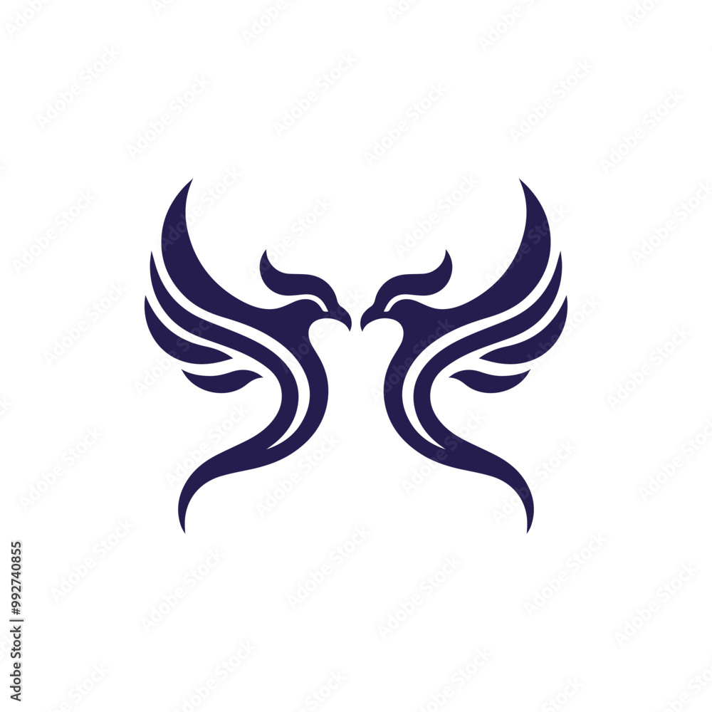 Twin Phoenix Logo flying bird love abstract design vector template. Twin Phoenix Logo flying bird love abstract design vector template.
