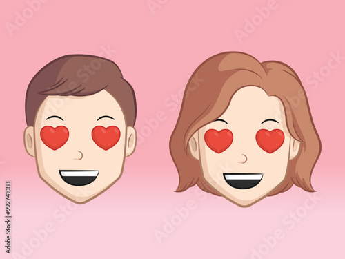 Heart Love Struck Eyes Man Woman