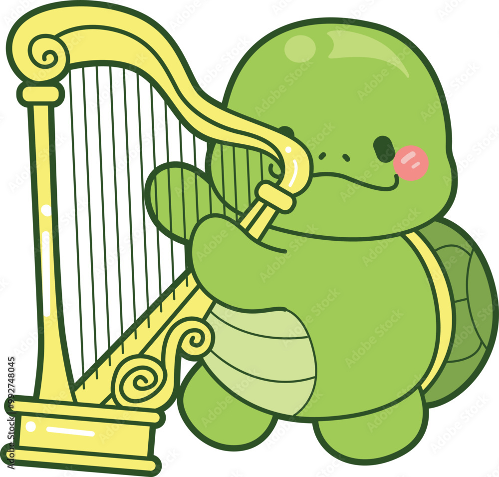 Obraz premium Kawaii turtle daily life sticker cute. Cute turtle mascot illustrations.