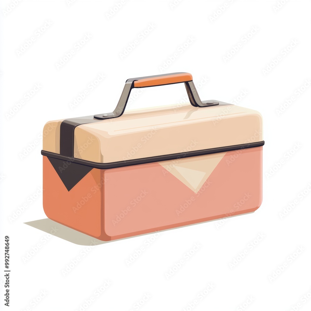 A stylized toolbox with a handle, designed for carrying tools and supplies. A stylized toolbox with a handle, designed for carrying tools and supplies.