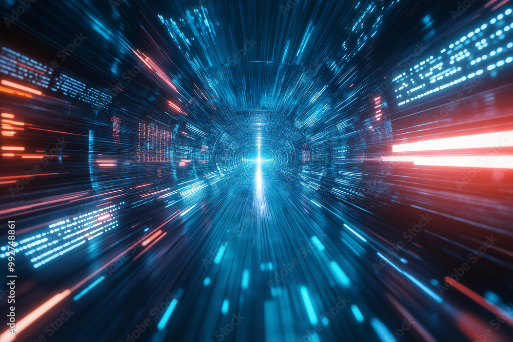 Futuristic Light Trails Weave Through a Techno Landscape in a Digital Abstract Futuristic Light Trails Weave Through a Techno Landscape in a Digital Abstract
