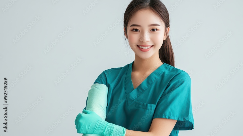 Young woman with broken arm,injured arm put on soft splint and Holding Wrist in Gypsum Bandage with Physical Pain in Fractured Bone,accident,insurance,life insurance,health,hospital,Health Care. Young woman with broken arm,injured arm put on soft splint and Holding Wrist in Gypsum Bandage with Physical Pain in Fractured Bone,accident,insurance,life insurance,health,hospital,Health Care.