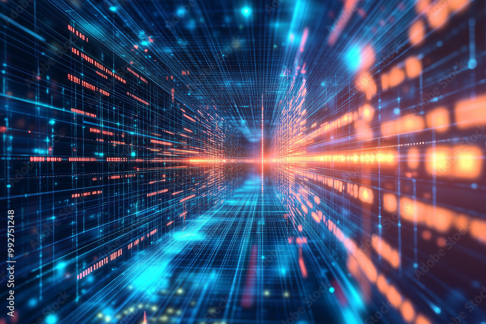 Futuristic Data Pulses Surge Through a High-Tech Abstract Landscape Futuristic Data Pulses Surge Through a High-Tech Abstract Landscape
