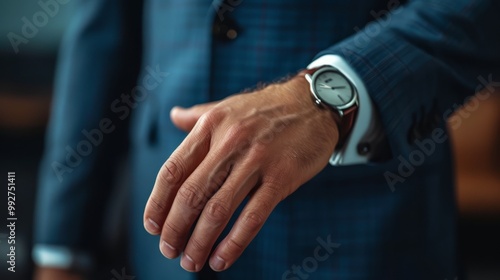 "Details of Success: A Close-Up View of a Businessman's Confident Grip"