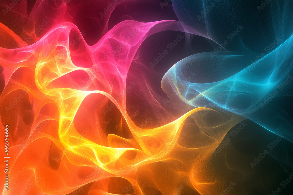 Obraz premium Techno-Inspired Fractal Designs Burst with Glowing Colors in a Digital Artwork