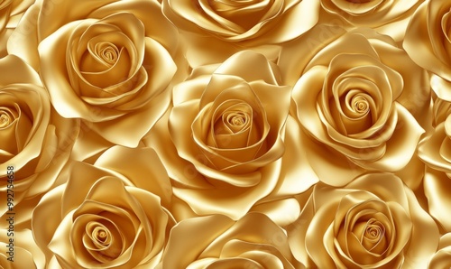 Seamless pattern of golden roses