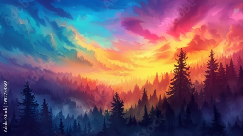 Wallpaper Mural Otherworldly Sky with Vibrant Colors at Dusk Torontodigital.ca