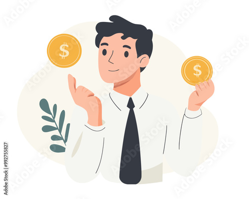 Businessman Decision-Making: Pay Off Debt or Invest for Profit Flat Icon - Financial Choices, Investment Strategy, and Monetary Management Minimalist Concept SVG