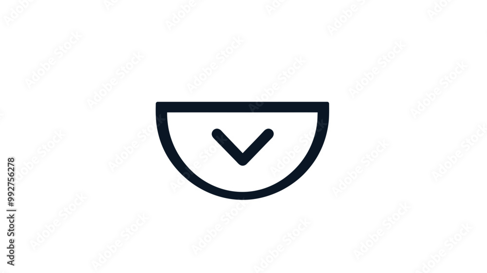 Minimalistic Download Icon with Downward Arrow in Half Circle Design, Modern Thin Line Style for Web and App Interfaces, Vector Illustration for Digital Resources and UI Elements Minimalistic Download Icon with Downward Arrow in Half Circle Design, Modern Thin Line Style for Web and App Interfaces, Vector Illustration for Digital Resources and UI Elements