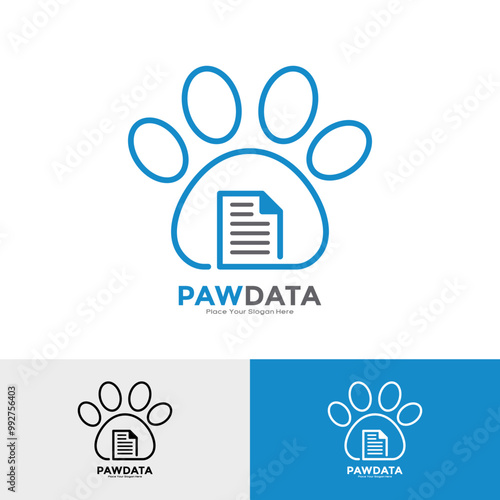 Paw data vector logo template. Suitable for internet, business, office , animal, and pet symbol