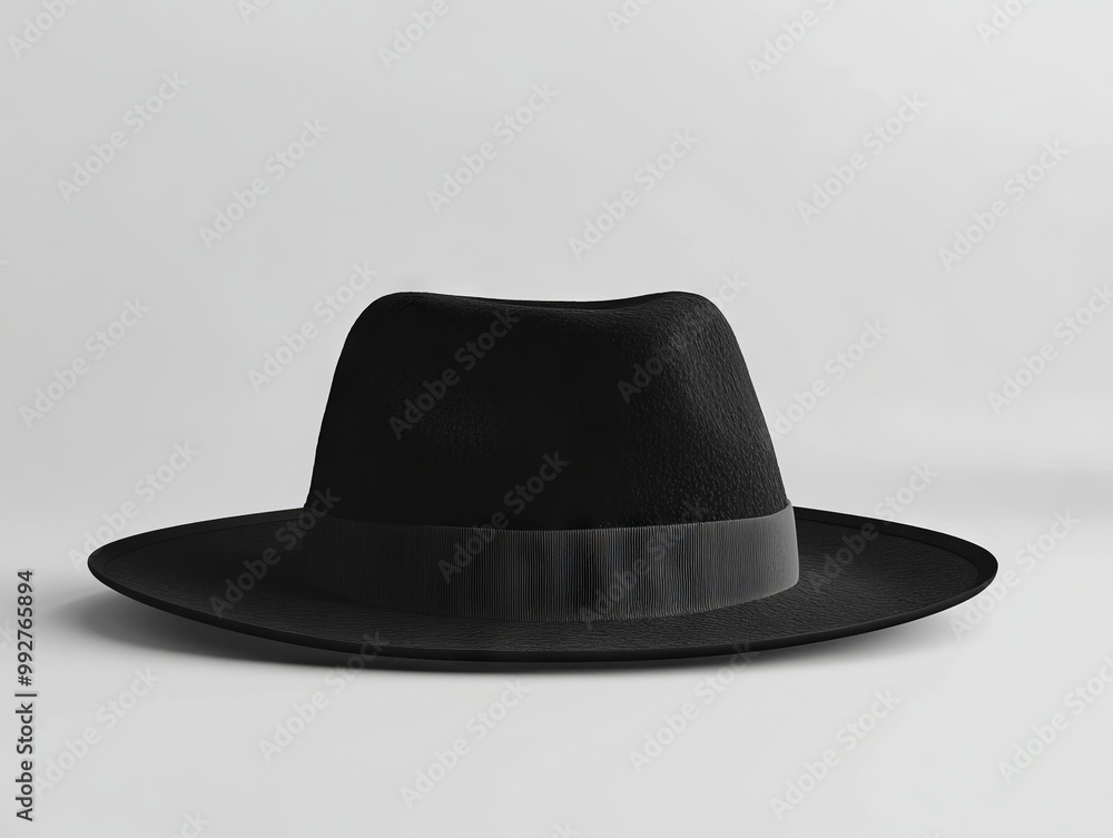 A black hat on a white background A black hat on a white background