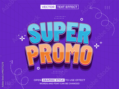 super promo editable text, font effect, 3d text for title