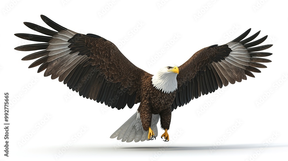 Fototapeta premium 3D rendering of a bald eagle isolated on white background. Computer generated illustration. 