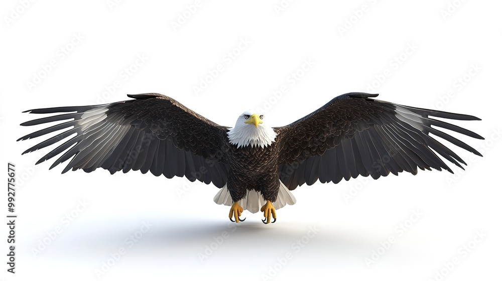 3D rendering of a bald eagle isolated on white background. Computer generated illustration. 3D rendering of a bald eagle isolated on white background. Computer generated illustration.