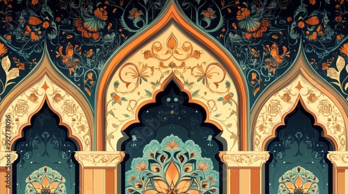 Digital clipart featuring traditional Arabic oriental vector elements with intricate Arabian ornaments.