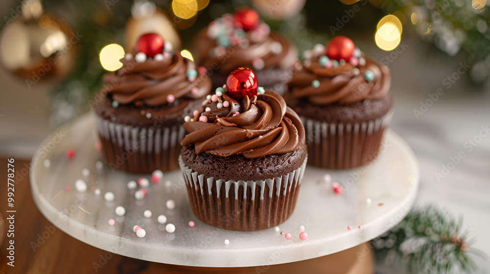 chocolate cupcake with icing, holiday dessert chocolate cupcakes treat. chocolate cupcake with icing, holiday dessert chocolate cupcakes treat.