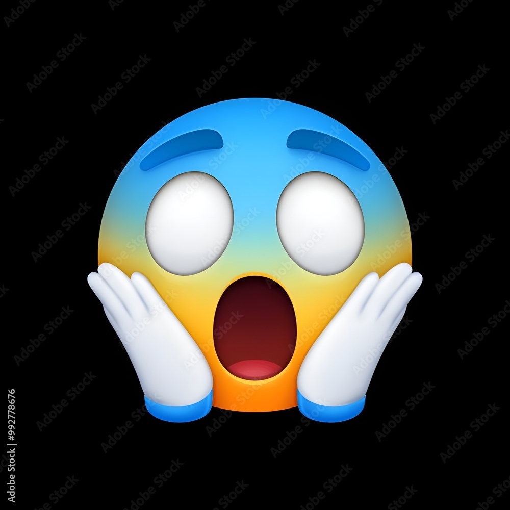 3D Screaming Face Emoji Illustration on Black Background
3D Screaming Face Emoji Illustration on Black Background