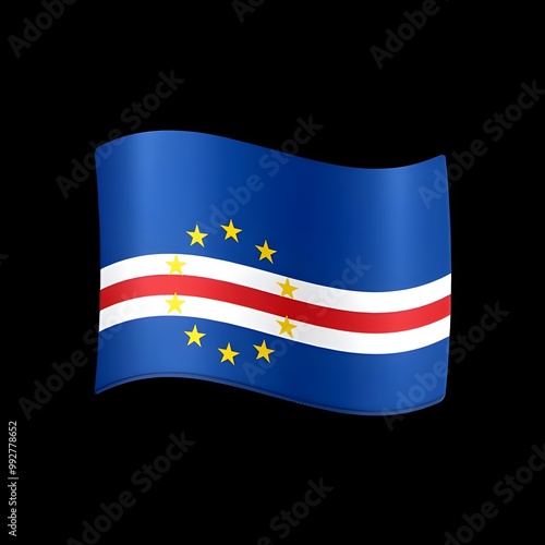 Cape Verde Flag Emoji Illustration on Black Background 