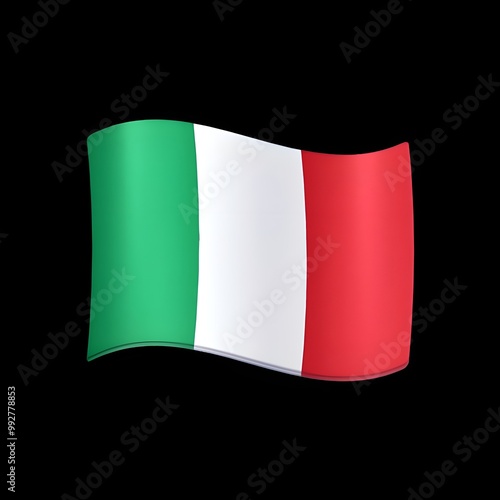 Italy Flag Emoji on Black Background
