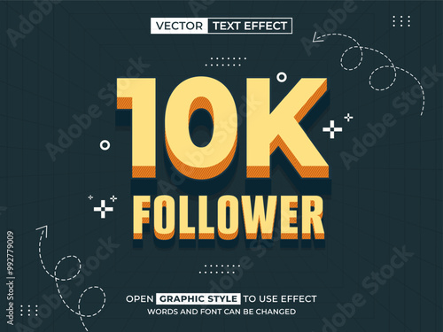 10k follower sale editable text, font effect, 3d text for title