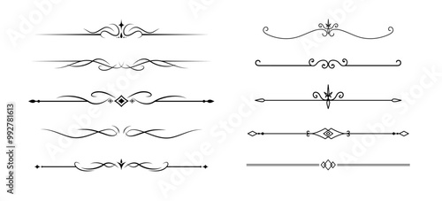 Set of Vintage decorative lines. text dividers. Line border. Lines separators, Borders, Vintage dividers, Underline elements. Vector illustration