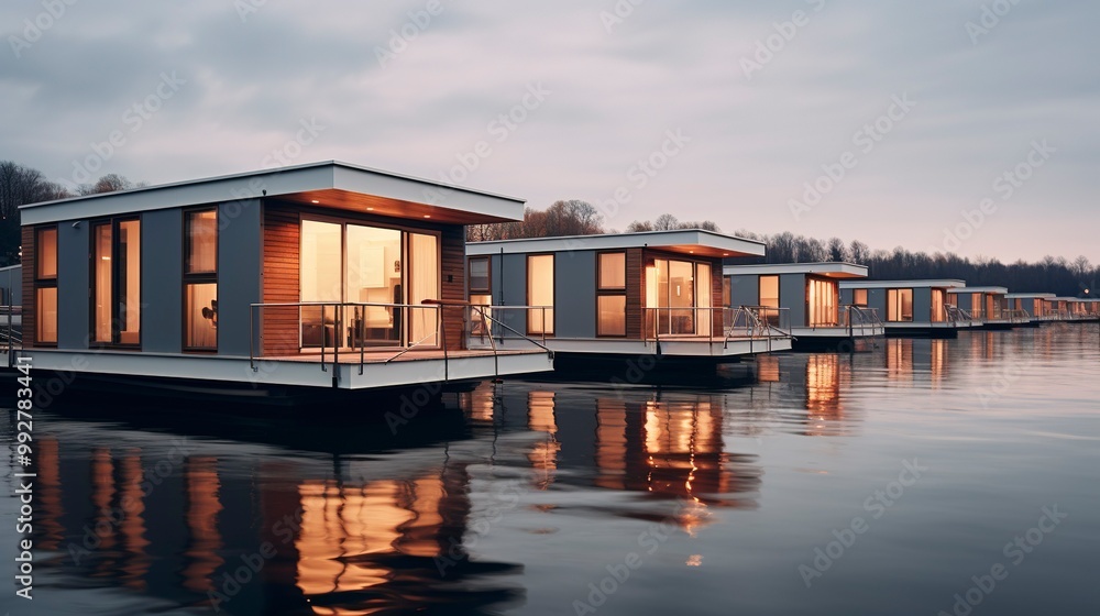 A photo of Houseboat Units in Minimalistic Nature view A photo of Houseboat Units in Minimalistic Nature view