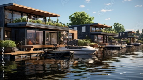 A photo of Houseboat Units Blending Seamlessly