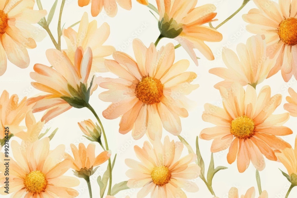 A vibrant pattern of soft orange daisies, perfect for backgrounds, textiles, and nature-themed designs. A vibrant pattern of soft orange daisies, perfect for backgrounds, textiles, and nature-themed designs.