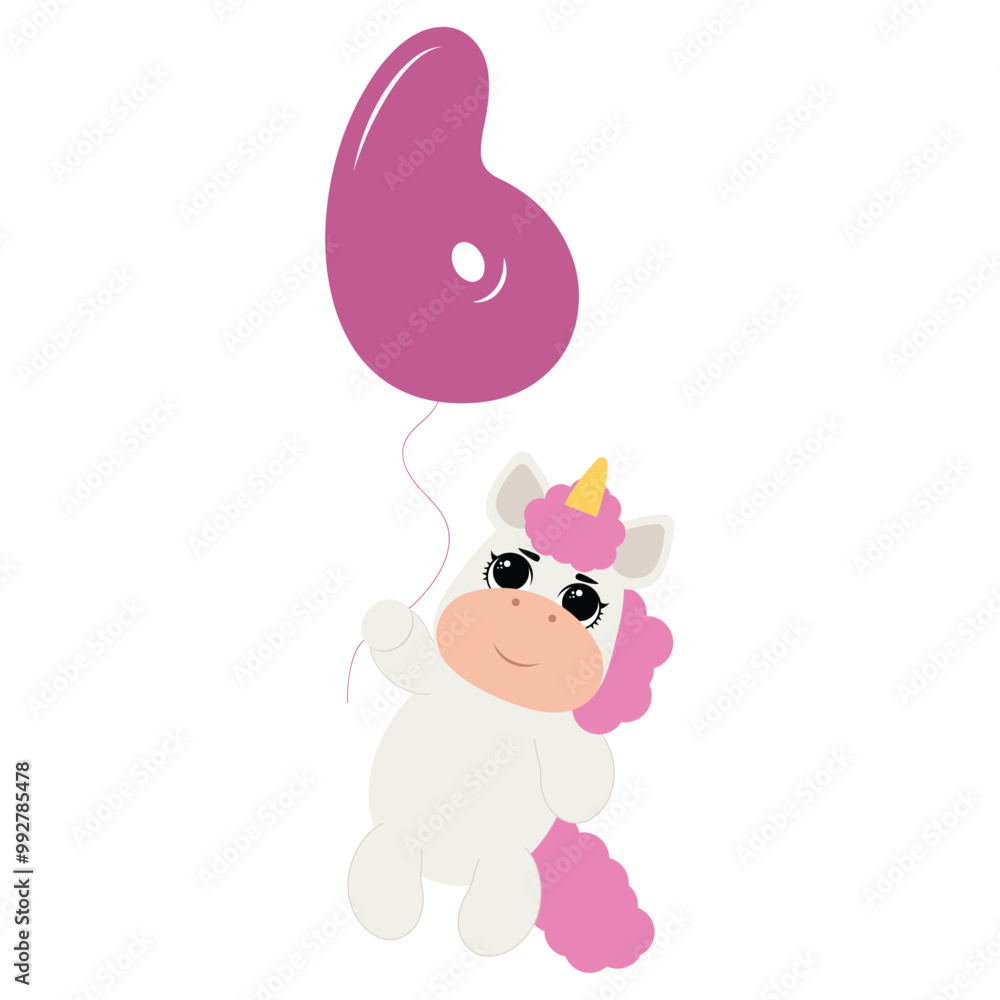 Birthday party invitation with baby unicorn Birthday party invitation with baby unicorn